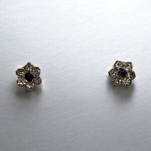 Giovanni Floral‎ Earrings Flower Cute Small Delicate Clear and Blue Gems